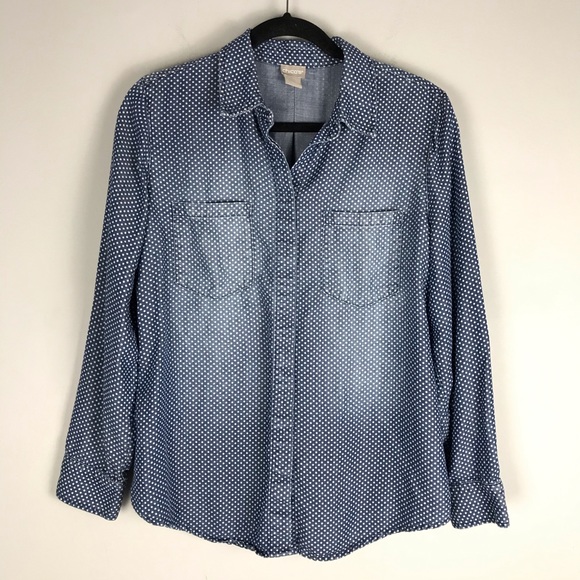 Chico's Tops - Chicos polka dot chambray shirt button down denim